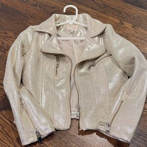 Hannah Banana Girls Sparkling Gold Moto Jacket